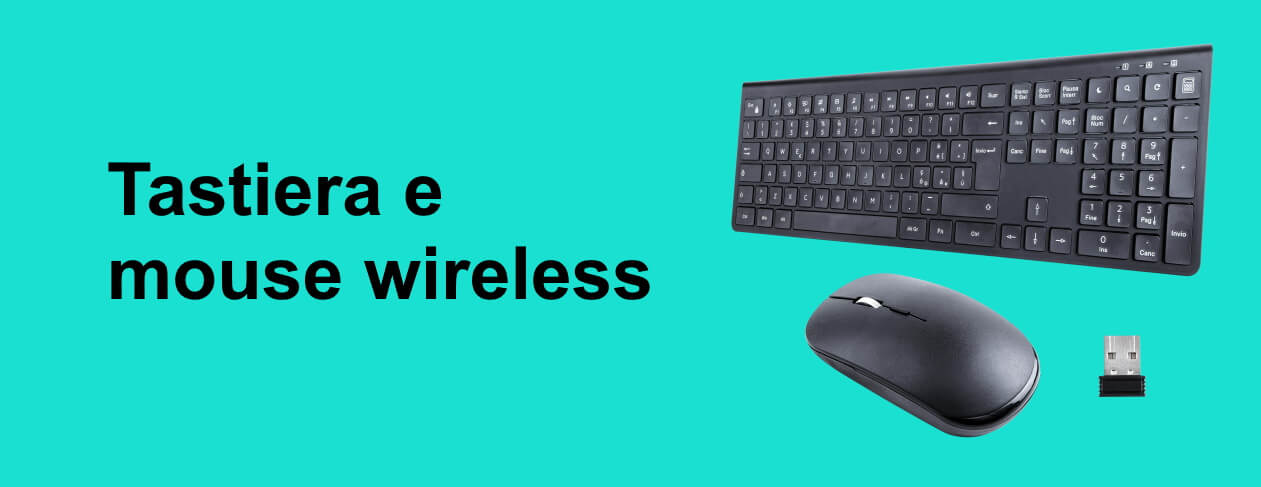 Tastiera nera e mouse wireless